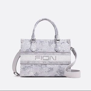 Fion Jacquard with Leather Medium Tote Bag